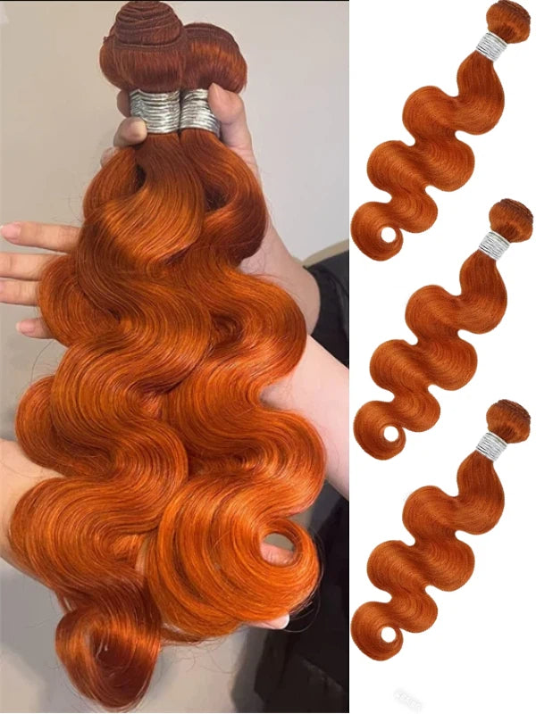 12A | Ginger #350 Body Wave Human Hair Bundles With 13×6 Lace Frontal/5×5 Lace Closure