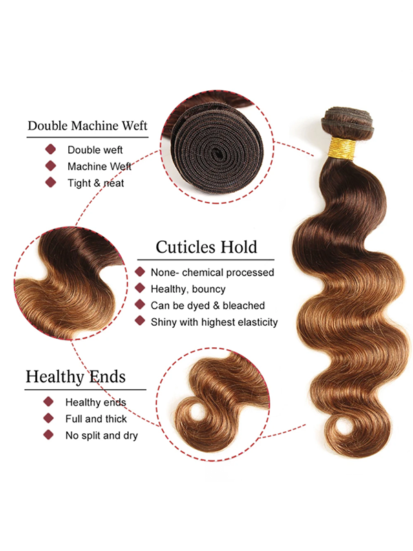 12A | T4/30 Colored Ombre Body Wave Human Hair Bundles With 13×6 Lace Frontal - sterlyhair