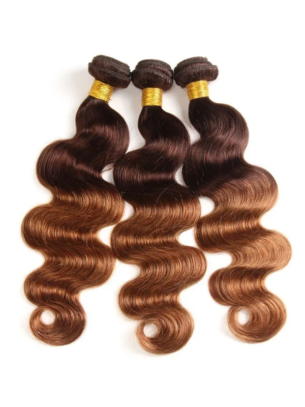 12A | T4/30 Colored Ombre Body Wave Human Hair Bundles With 13×6 Lace Frontal - sterlyhair