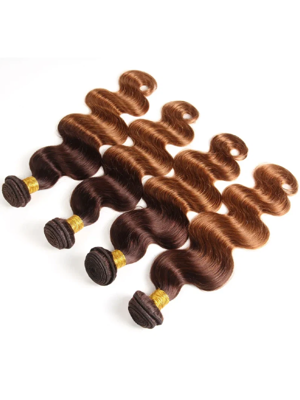 12A | T4/30 Colored Ombre Body Wave Human Hair Bundles With 13×6 Lace Frontal - sterlyhair
