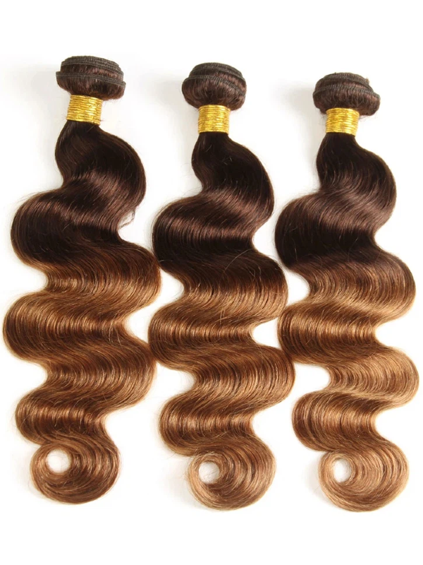 12A | T4/30 Colored Ombre Body Wave Human Hair Bundles With 13×6 Lace Frontal - sterlyhair