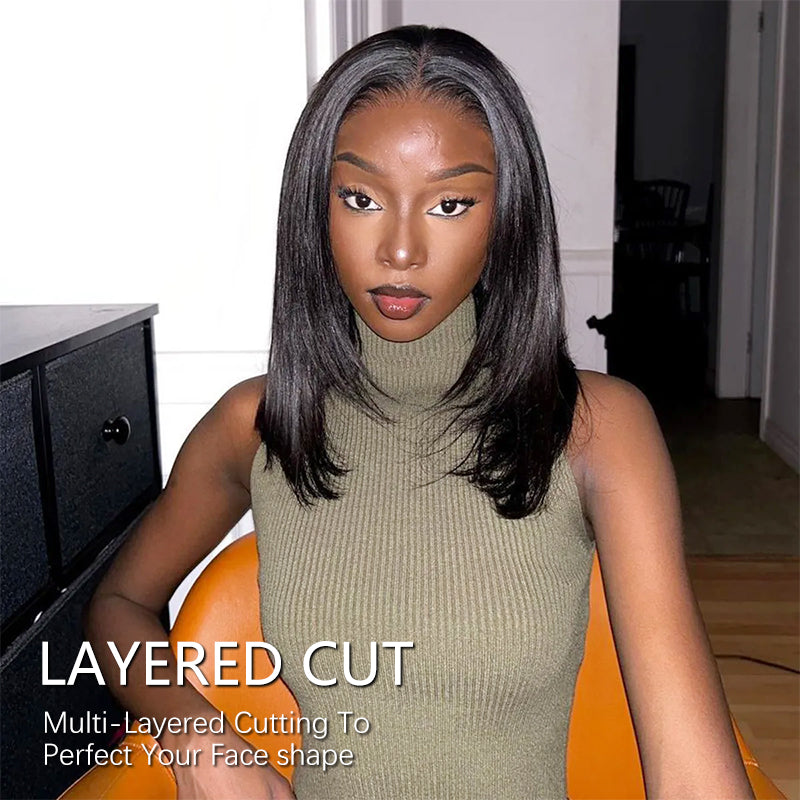 Sterly 13×6 Transparent Lace Short Straight Lace Front Bob Wigs 180% Density