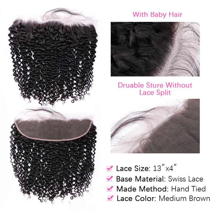 12A Bundles With Frontal | Curly Wave 3 Bundles with 13×4 Lace Frontal 100% Human Virgin Hair - sterlyhair
