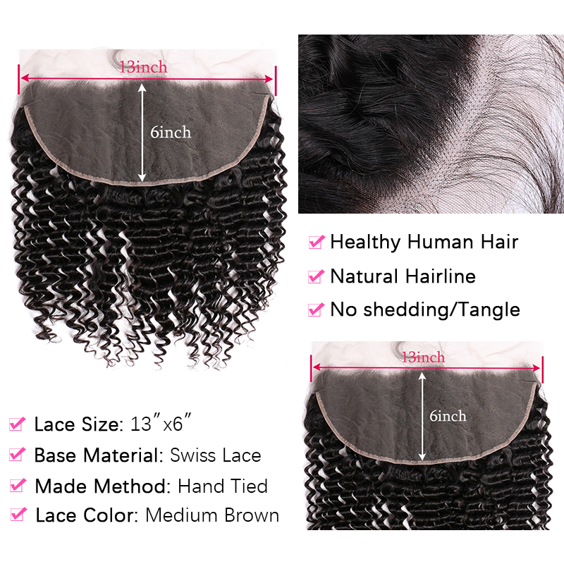 Sterly Deep Wave Bundles With 13X6 Lace Frontal Human Hair Bundles With Frontal