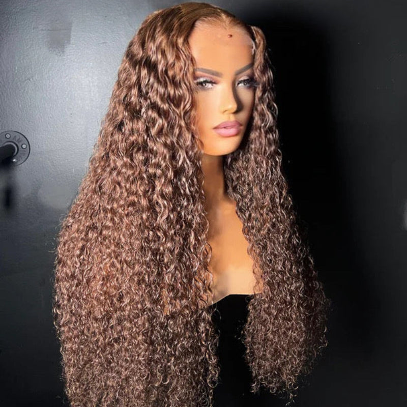 Sterly Glueless 13x6 Curly Wave Wig HD Lace Chocolate Brown Human Hair Wigs 180% Density - sterlyhair