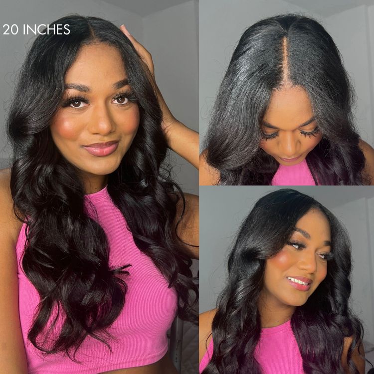 New Updated V Part Kinky Straight Human Hair Wigs Protective Style Wigs No Lace No Gel - sterlyhair