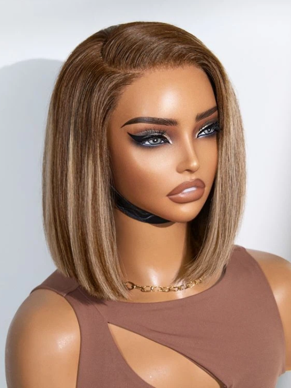 Sterly Hair Highlight Human Hair Wigs Layered Cut Glueless Minimalist Lace Wear and GO Short Wig - sterlyhair