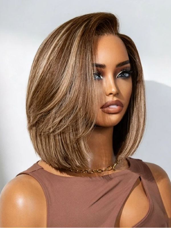 Sterly Hair Highlight Human Hair Wigs Layered Cut Glueless Minimalist Lace Wear and GO Short Wig - sterlyhair