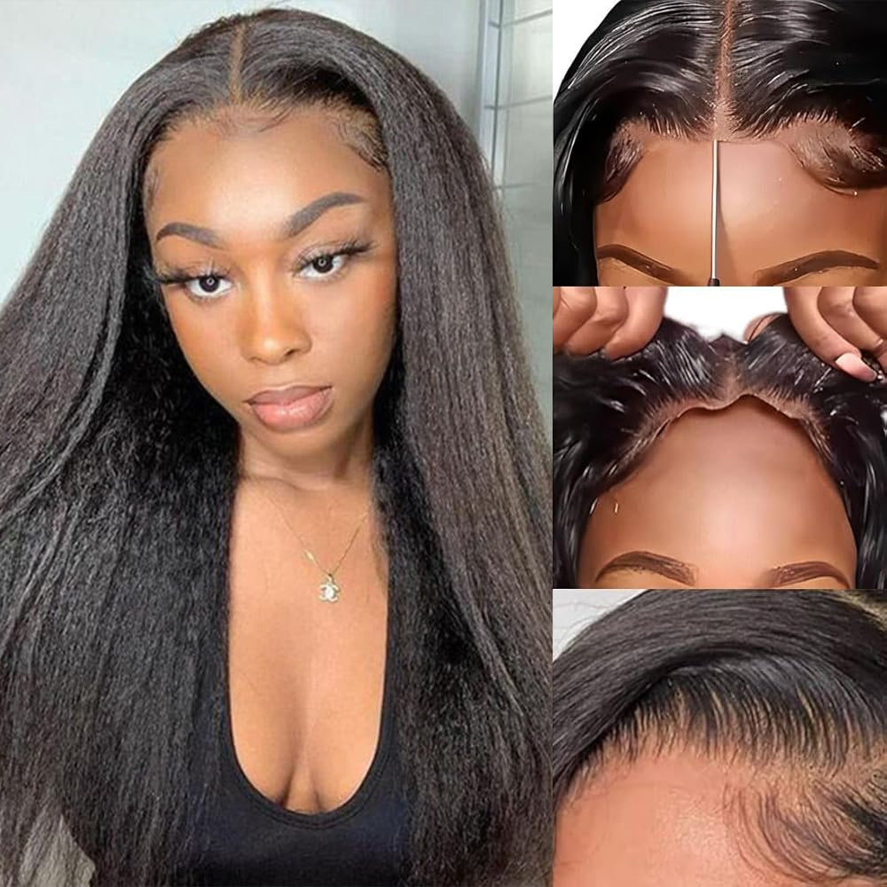 Affordable Glueless 7×6 Lace Yaki Straight Human Hair Wig Sterly Hair - sterlyhair