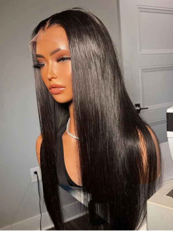 #1 Jet Black Glueless 13x6 Straight Hair With Drawstring 100% Human Hair Wigs - sterlyhair