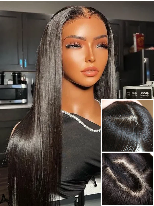 #1 Jet Black Glueless 13x6 Straight Hair With Drawstring 100% Human Hair Wigs - sterlyhair