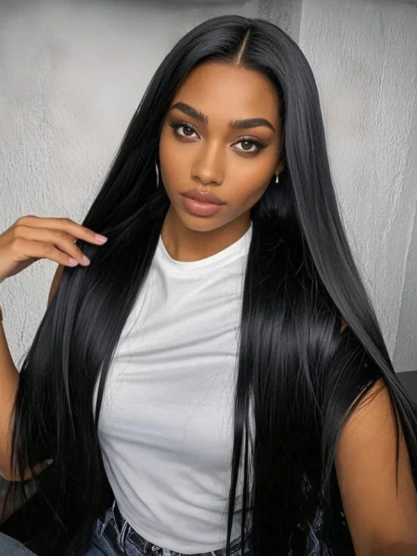#1 Jet Black Glueless 7×6 Real HD Lace Silky Straight Hair Wig Ready To Go 100% Human Hair - sterlyhair