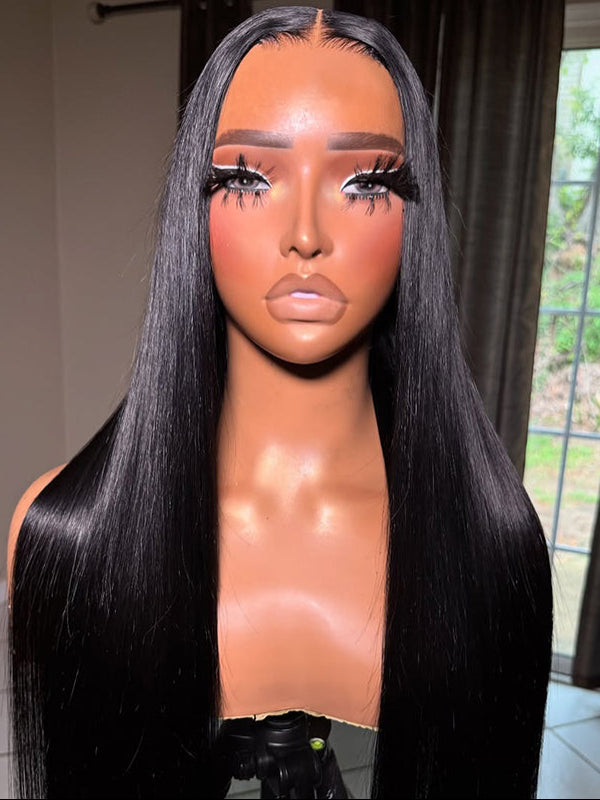 #1 Jet Black Glueless 7×6 Real HD Lace Silky Straight Hair Wig Ready To Go 100% Human Hair - sterlyhair