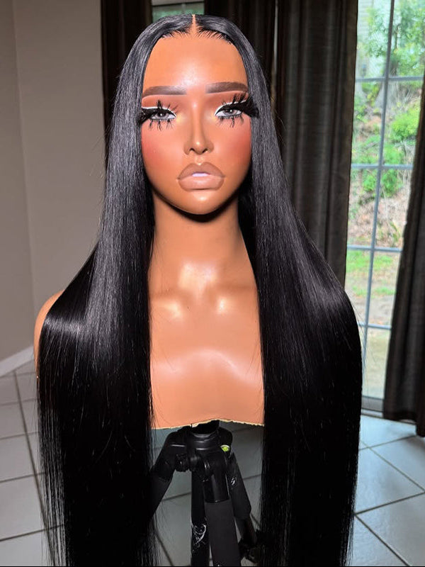 #1 Jet Black Glueless 7×6 Real HD Lace Silky Straight Hair Wig Ready To Go 100% Human Hair - sterlyhair