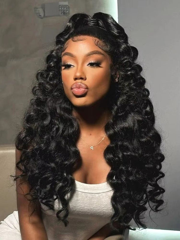 #1 Jet Black Hair Wig Loose Deep Wave Lace Front Wigs Human Hair - sterlyhair