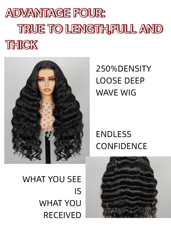 #1 Jet Black Hair Wig Loose Deep Wave Lace Front Wigs Human Hair - sterlyhair