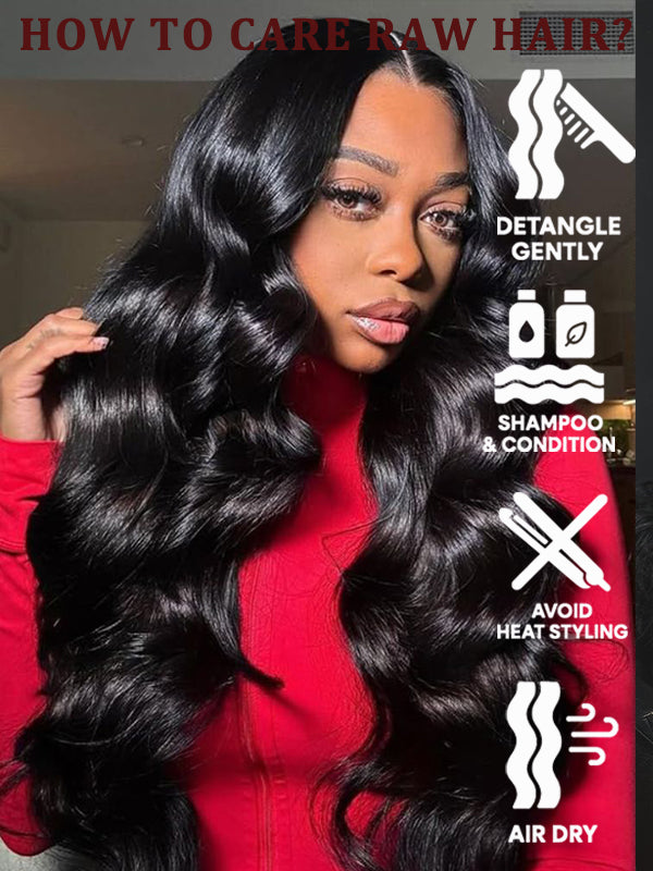 Raw Hair Wig | #1 Jet Black Parting Max 9x6 / 13x6 HD Lace Wig Body Wave Human Hair Wig