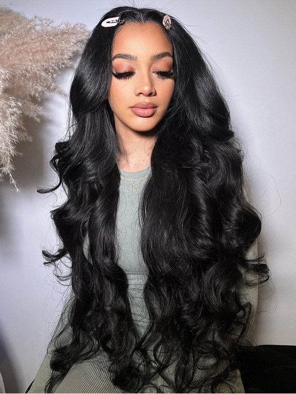 #1 Jet Black Raw Indian Hair Body Wave Bundles Human Hair Extensions 1/ 3 /4 Bundles - sterlyhair
