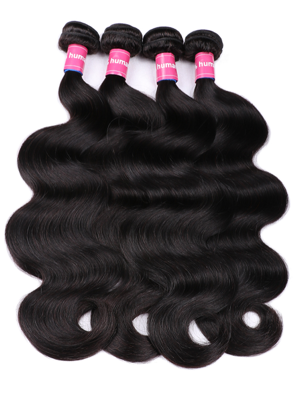 #1 Jet Black Raw Indian Hair Body Wave Bundles Human Hair Extensions 1/ 3 /4 Bundles - sterlyhair