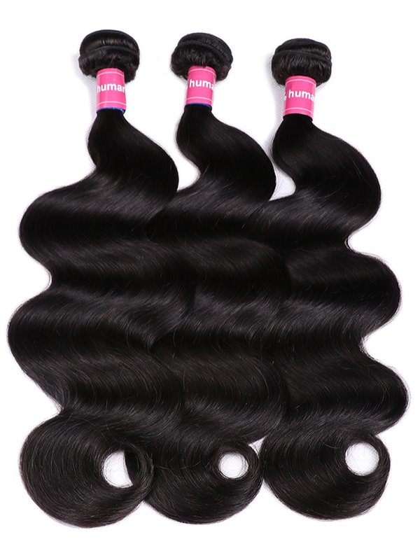 #1 Jet Black Raw Indian Hair Body Wave Bundles Human Hair Extensions 1/ 3 /4 Bundles - sterlyhair
