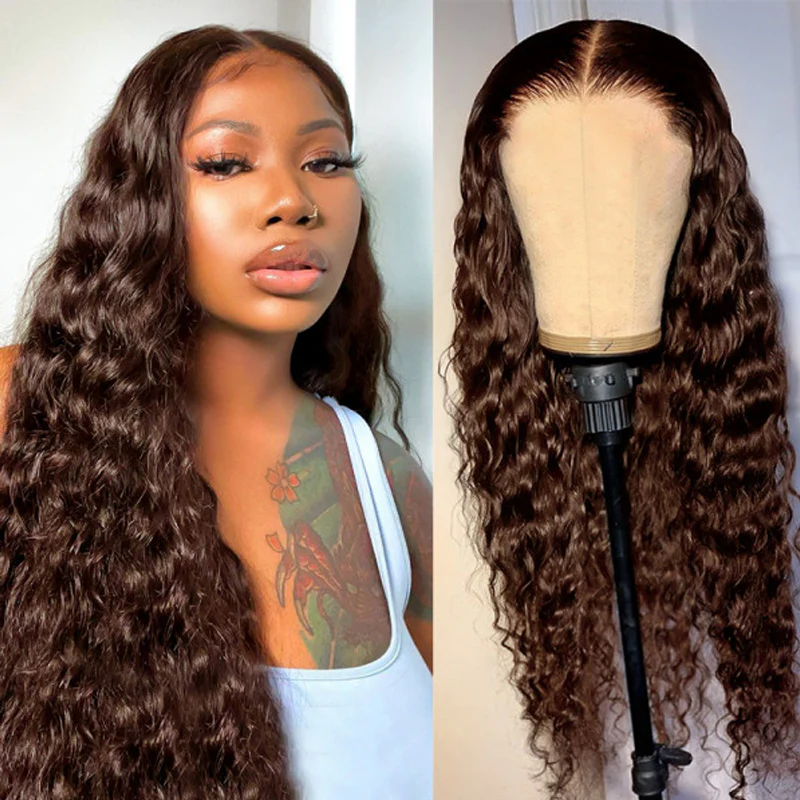 2024 Clearance Sale |#4 Chocolate Brown Deep Wave Human Hair Wig