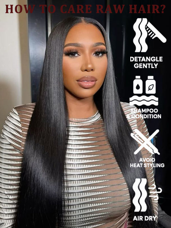 Raw Hair Wig | #1 Jet Black Parting Max 9x6 / 13x6 HD Lace Wig Straight Hair Wig