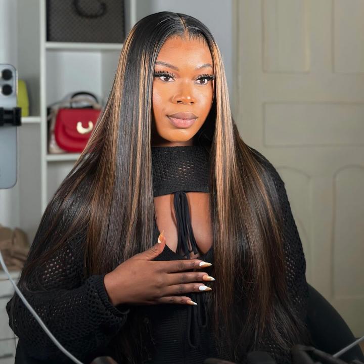 Sterly T1B/P1B/30 Highlight Wig Transparent Lace Straight Human Hair Wigs - sterlyhair