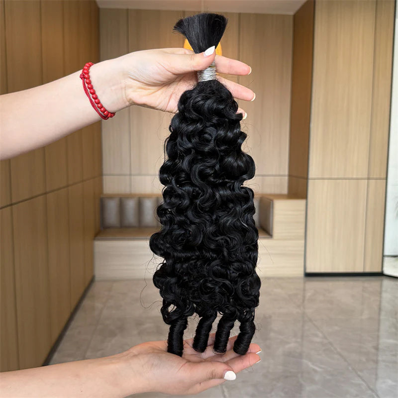 Burmese Curly Wave Bulk Human Hair For Braiding No Weft 100% Human Hair Extensions Micro Braiding Hair 100g/Bundle