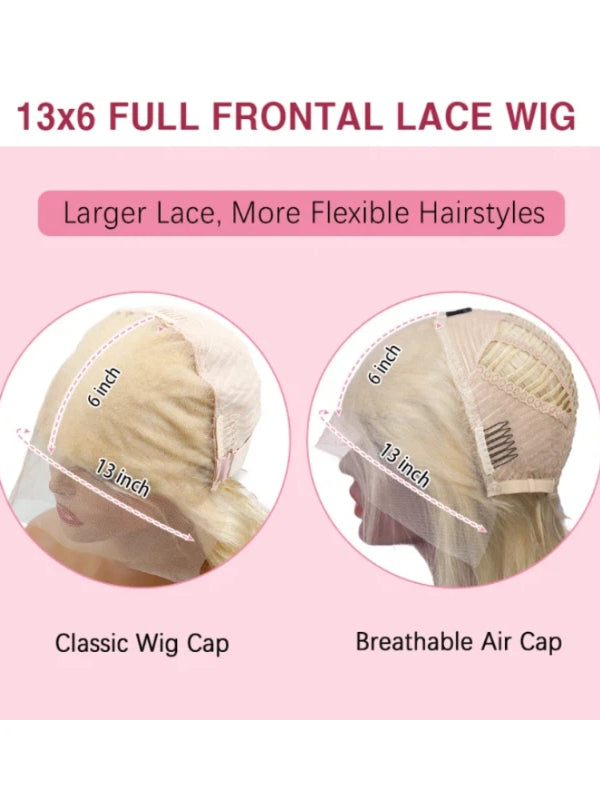 Perruques de cheveux humains raides et ondulés blonds Sterly #613, 13x6, densité 180 %