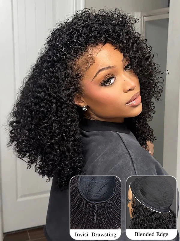 3-In-1 Half Wig Kinky Curly Glueless Flexi-Fit Drawstring Wig Beginner Friendly - sterlyhair