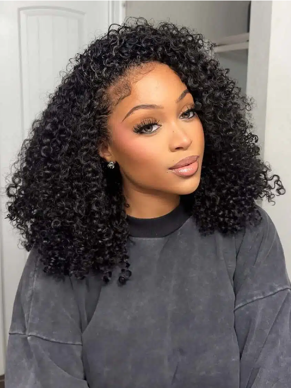 3-In-1 Half Wig Kinky Curly Glueless Flexi-Fit Drawstring Wig Beginner Friendly