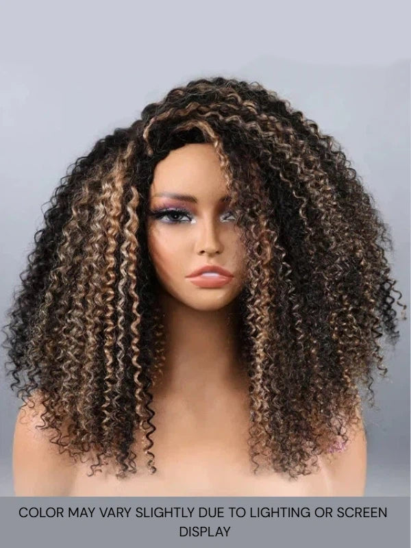 Highlight Kinky Curly Wave 3-In-1 Half Wig Glueless Install with Drawstring Beginner Friendly - sterlyhair