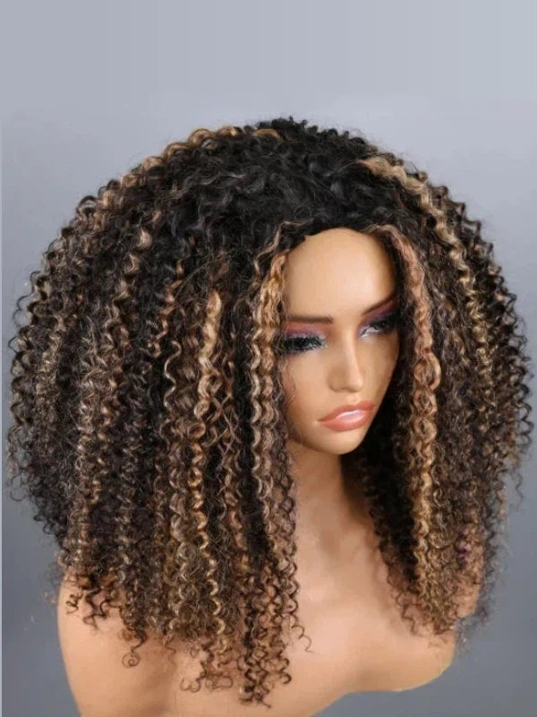 Highlight Kinky Curly Wave 3-In-1 Half Wig Glueless Install with Drawstring Beginner Friendly - sterlyhair