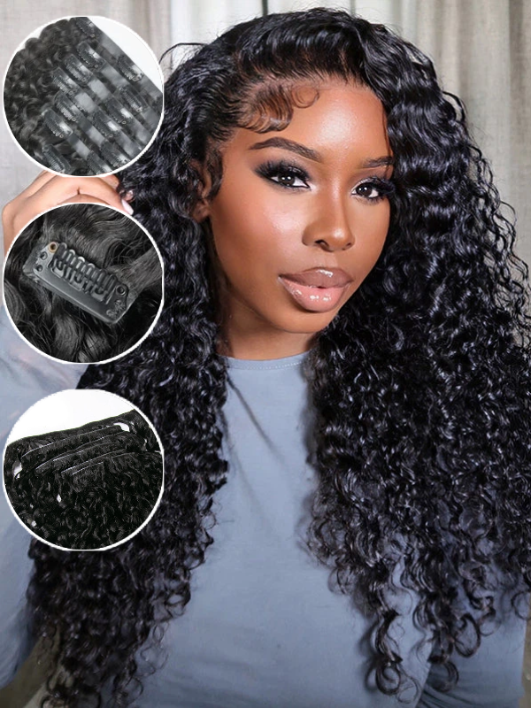 Raw Hair Clip In | Burmese Curly Invisi Edge Clip in Hair Extensions For Black Women 8pcs With 18 Clips - sterlyhair