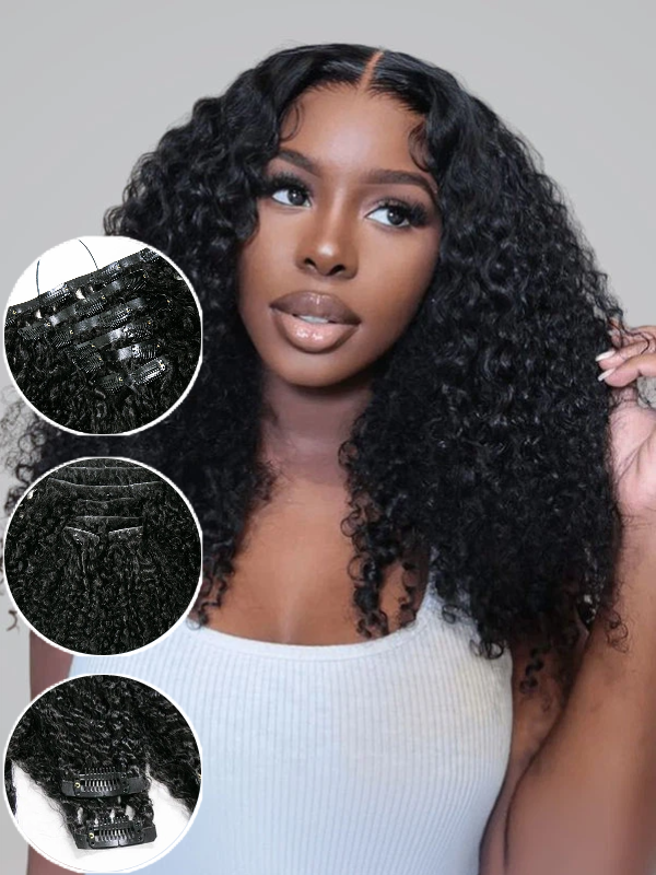 Raw Hair Clip In | 3c/4a Kinky Curly lnvisible Edge Clip in Hair Extensions For Black Women 8pcs With 18 Clips - sterlyhair