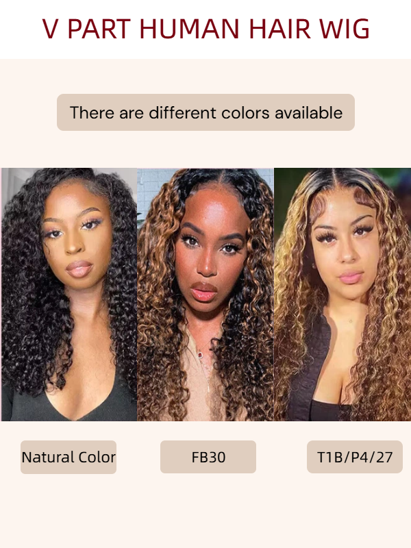 New Updated No Leave Out No Lace No Glue Culry V Part Drawstring Wig - sterlyhair