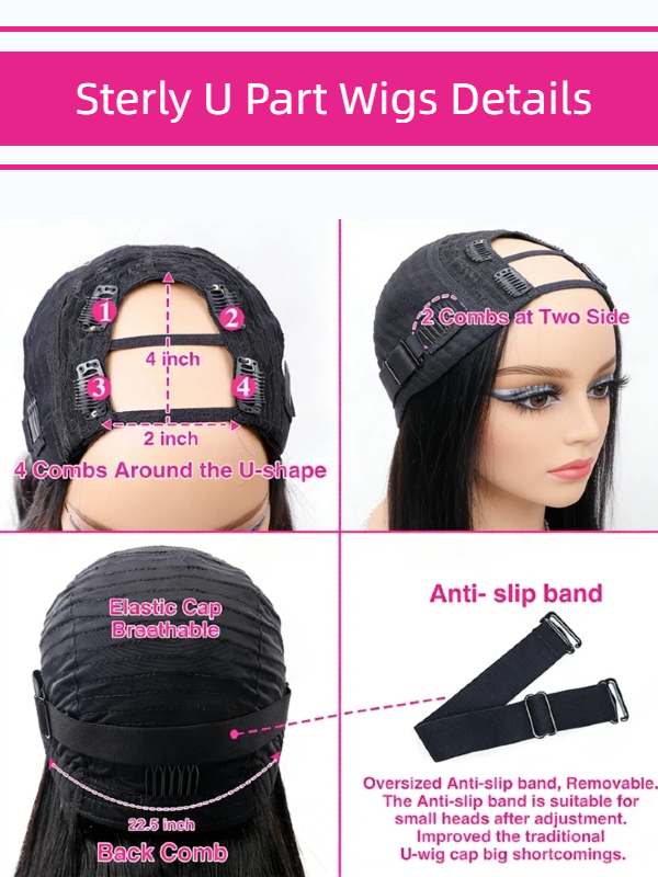 Ombre Colored V/U Part Wig Human Hair Glueless Curly Full Machine Wigs For Black Women - sterlyhair