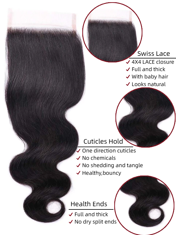 12A Bundles With Closure | Body Wave 3 Bundles With 4×4 Lace Closure 100% Unprocessed Virgin Human Hair - sterlyhair