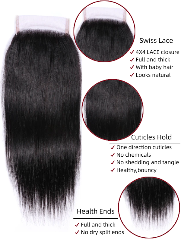 Sterly Hair Invisible HD Lace 6×6 / 7×7 Closure Human Hair 4×4 / 5×5 HD Lace Closure Natural Color - sterlyhair