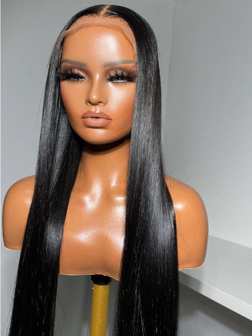 Parting Max 9x6 Glueless Wig #1 Jet Black Straight Hair Wig New Drawsting Cap Pre Plucked & Bleached Ready to Go - sterlyhair