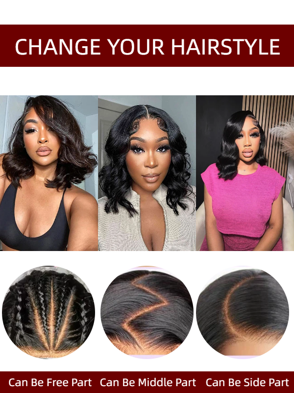 Sterly #1 Jet Black Frontal Wigs Human Hair 13×6 Loose Body Short Bob Wigs