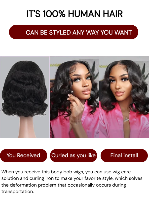 Sterly #1 Jet Black Frontal Wigs Human Hair 13×6 Loose Body Short Bob Wigs