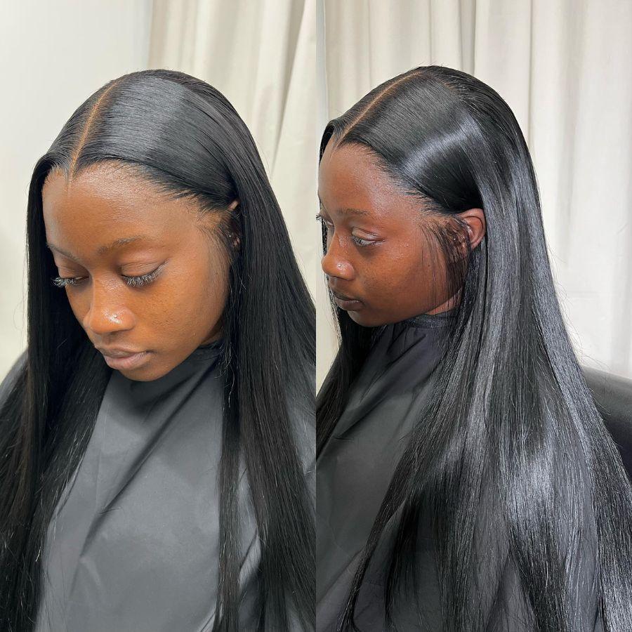 Parting Max 9x6 Glueless Wig #1 Jet Black Straight Hair Wig Pre Plucked & Bleached Ready to Go