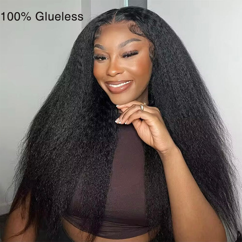 Protective V Part Glueless Yaki Straight / Kinky Straight Hair Wig 100% Human Hair (Last Pieces Left)