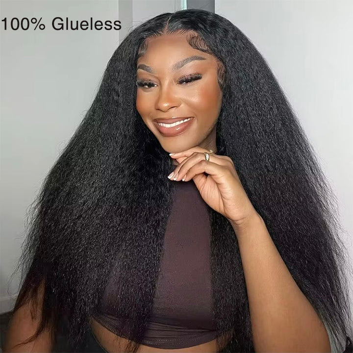 New Drawstring V Part Kinky Straight / Yaki Straight Wig No Leave Out And No Sew In Human Hair Wigs - sterlyhair