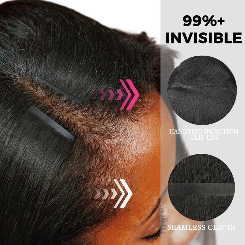 Raw Hair Clip In | Burmese Curly Invisi Edge Clip in Hair Extensions For Black Women 8pcs With 18 Clips