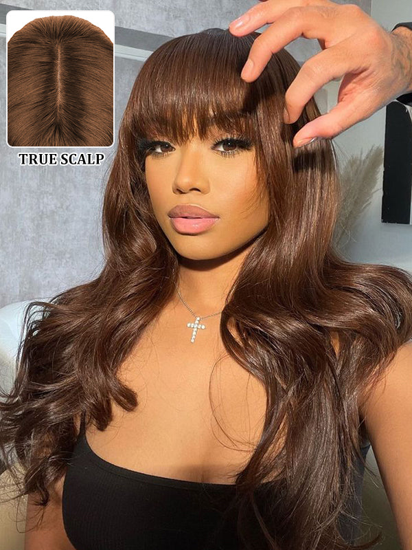 TikTok Hot | True Scalp Glueless Realistic Yaki Straight Ultra Natural Minimalist Lace Lace Wig with Bangs