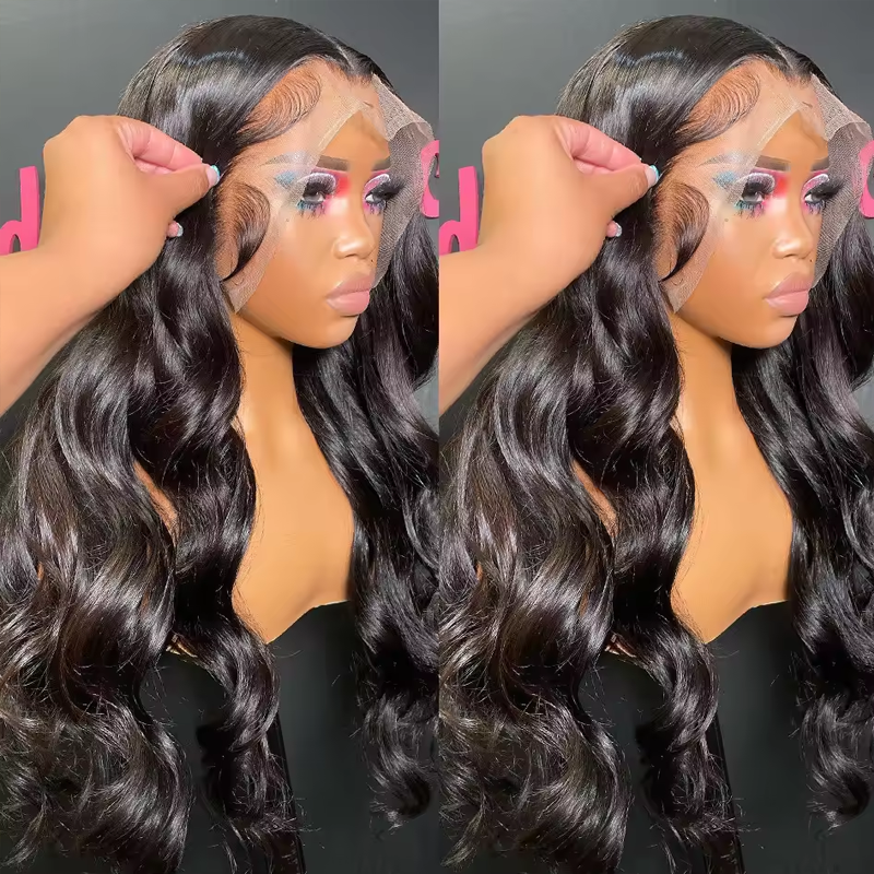 Premium Super Double Drawn Human Hair Wigs Raw Hair 13×6 Lace frontal Body Wave Wig 250% Density - sterlyhair