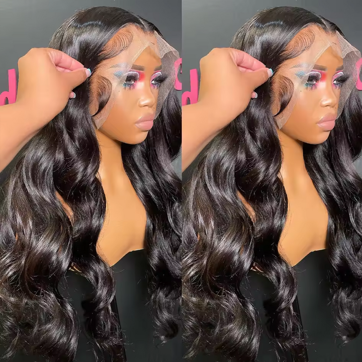 Premium Super Double Drawn Human Hair Wigs Raw Hair 13×6 Lace frontal Body Wave Wig 250% Density - sterlyhair