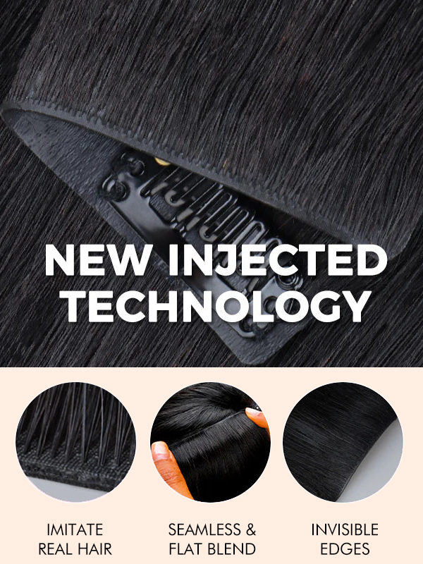 Raw Hair Clip In | Silky Straight Invisi Edge Clip in Hair Extensions For Black Women 8pcs With 18 Clips - sterlyhair